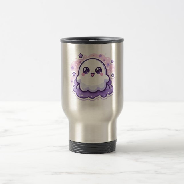 Taza De Viaje Kawaii Ghost Halloween Mug - Espíritu dulce pastel (Centro)
