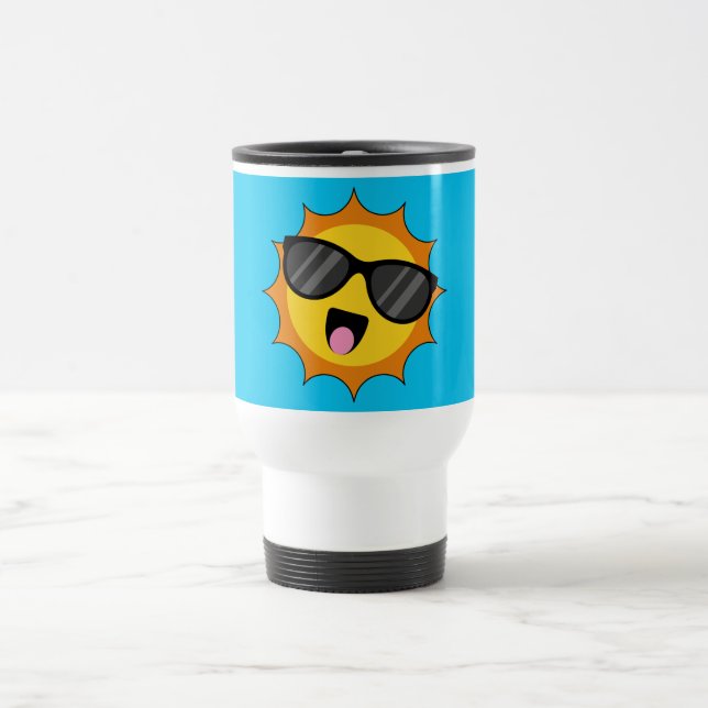 Taza De Viaje Kawaii Happy Sun con gafas de sol (Centro)