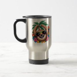 Taza De Viaje Kawaii Tropical Sloth – Cute Summer Vibes Rainbow