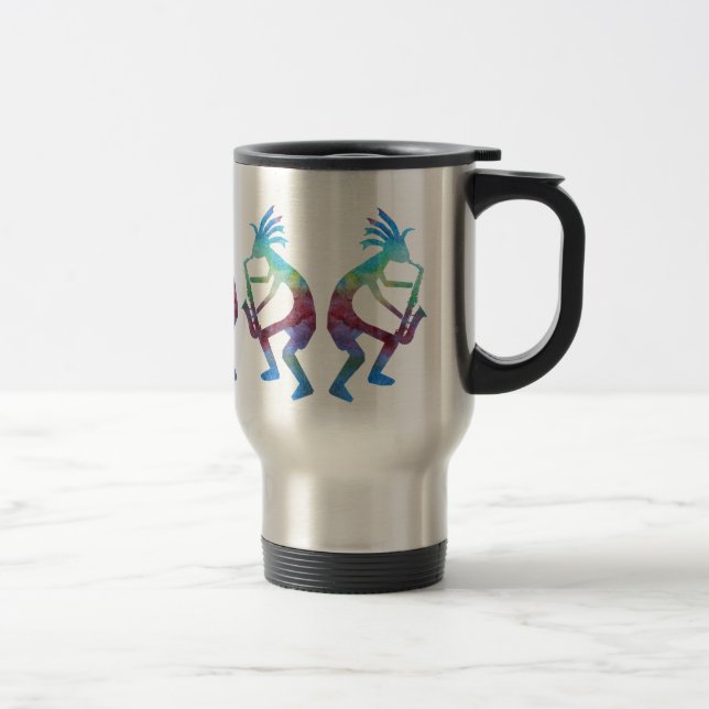 Taza De Viaje Kokopelli juega el saxofón (Derecha)