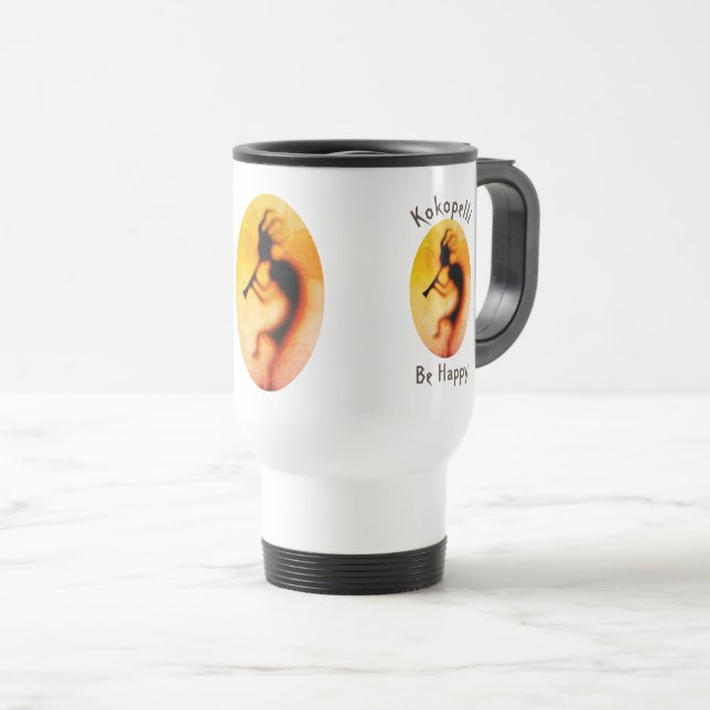 Taza De Viaje Kokopelli Sé Feliz Inspirador (Anverso derecho)