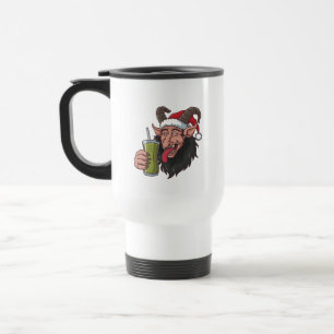 Taza De Viaje Krampus Bebiendo Matcha Verde Navidad Espeluznante