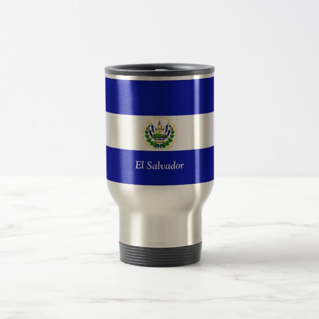 Taza De Viaje La bandera de El Salvador. (Centro)