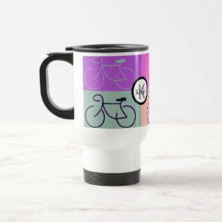 Taza De Viaje La bici del monograma ajusta púrpura, el melocotón