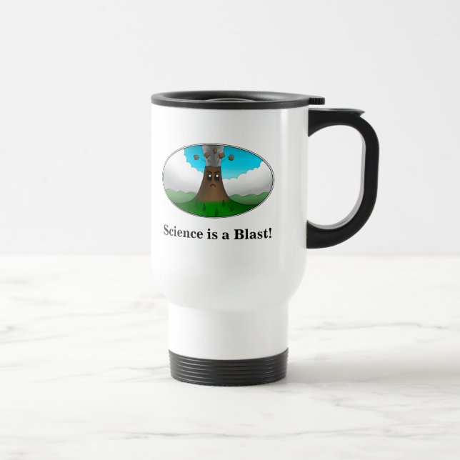 Taza De Viaje "La ciencia es una explosión". Volcán personalizad (Derecha)