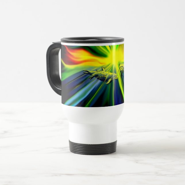 Taza De Viaje La familia de los delfines al sol (Anverso izquierdo)