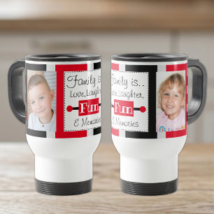 Taza De Viaje La familia es el amor las fotos rayadas el rojo ne