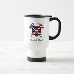 Taza De Viaje "La geología es genial" Logotipo de martillo cruza