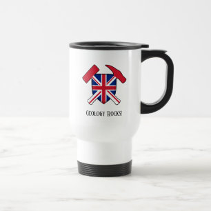 Taza De Viaje "La geología es genial" Martillo de roca Logo Band