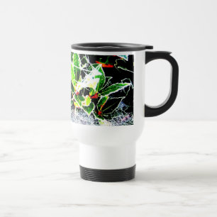 Taza De Viaje la helada cubrió navidad del acebo y de la foto d