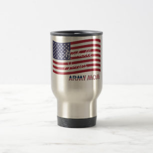 Taza De Viaje La mamá del ejército añade la bandera americana