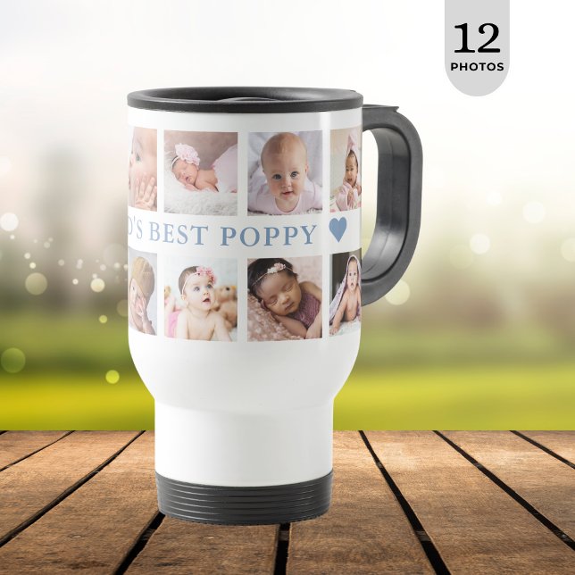 Taza De Viaje La mejor amapola del mundo azul de los 12 Collages (Subido por el creador)