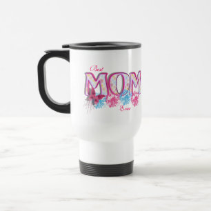 Taza De Viaje La mejor mamá que nunca ha estado con flores azule