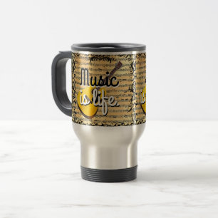 Taza De Viaje La música es la vida La vida es música Guitarra y