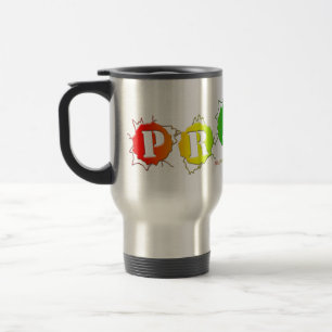 Taza De Viaje La palabra del signo del orgullo de color arcoiris