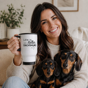 Taza De Viaje La vida es mejor 2 Dachshunds Mejores Amigos Agreg