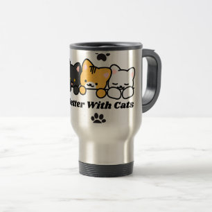 Taza De Viaje La vida es mejor con gatos Pegatina de gato lindo