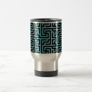 Taza De Viaje Laberinto azul y negro