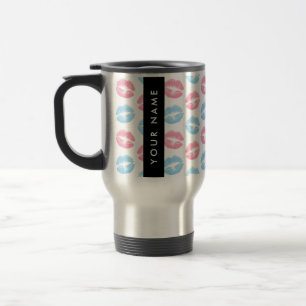 Taza De Viaje Labios rosados, labios azules, besos, tu nombre, p