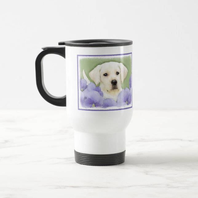 Taza De Viaje Labrador Recuperador Pintura de Cachorro Original  (Izquierda)