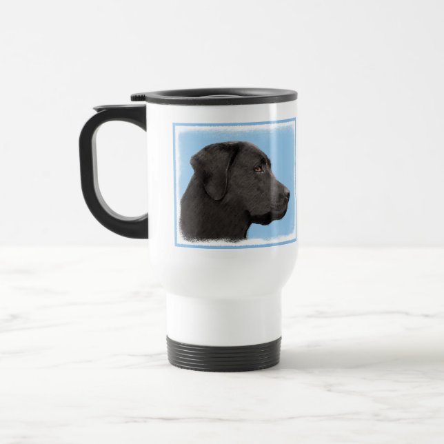 Taza De Viaje Labrador recuperador pintura negra original de per (Izquierda)
