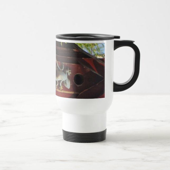 Taza De Viaje lagarto gris de madera desgastada (Derecha)