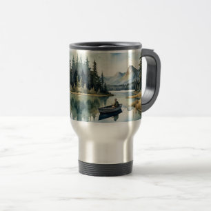 Taza De Viaje Lago acuático de pesca silvestre en barco