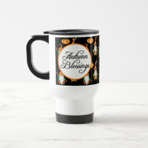 Taza De Viaje Las Bendiciones del Otoño Caen Gnomes Temáticos