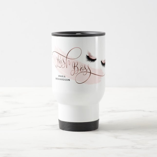 Taza De Viaje Lash Boss Long Beautiful Lashes Purpurina Rosa Gol (Centro)