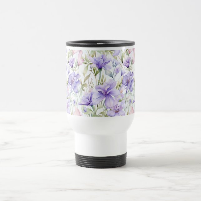 Taza De Viaje Lavanda Rubor Acuarela  (Centro)