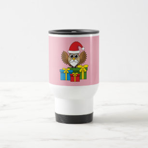 Taza De Viaje Lechuza de Santa Claus con regalos