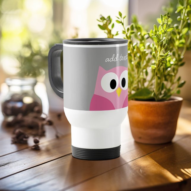 Taza De Viaje Lechuza Personalizado pequeña - Nombre personaliza (Personalized travel mug - add photos and text or customize completely)