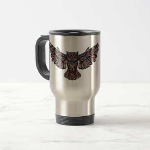 Taza De Viaje Lechuza Tribal Voladora