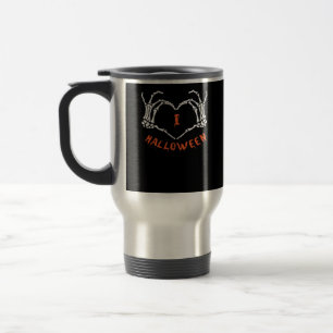 Taza De Viaje Lema Halloween. Gesto Cardíaco Hecho De Skeleton