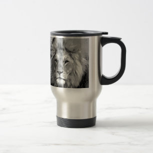 Taza De Viaje León blanco negro