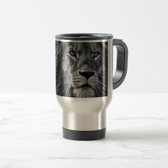 Taza De Viaje León blanco y negro (Anverso derecho)