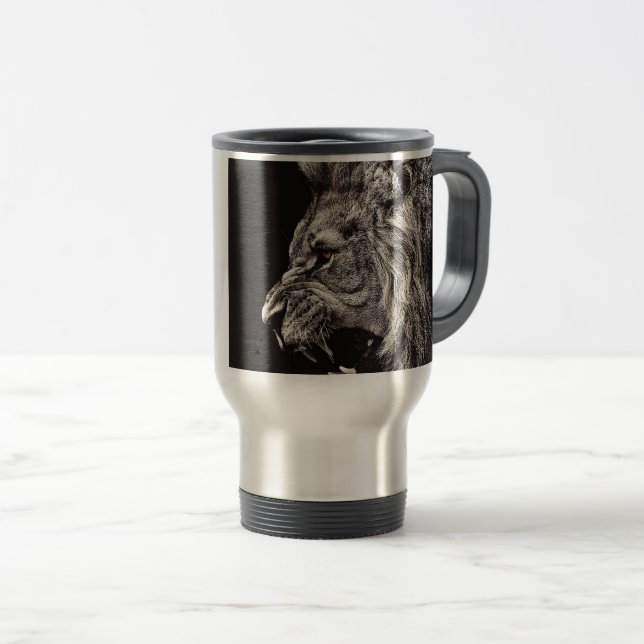 Taza De Viaje León masculino enojado (Anverso derecho)