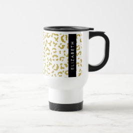 Taza De Viaje Leopard Print, Gold Leopard, Purpurina, tu nombre