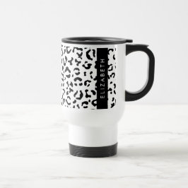Taza De Viaje Leopard Print, Spots, Black And White, Tu Nombre