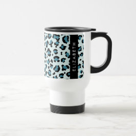 Taza De Viaje Leopard Print, Spots, Blue Leopard, tu nombre