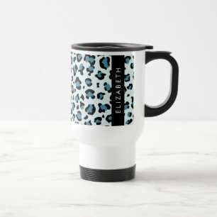 Taza De Viaje Leopard Print, Spots, Blue Leopard, tu nombre