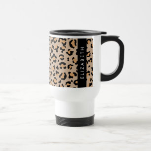 Taza De Viaje Leopard Print, Spots, Brown Leopard, Tu Nombre