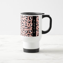 Taza De Viaje Leopard Print, Spots, Pink Leopard, Tu Nombre