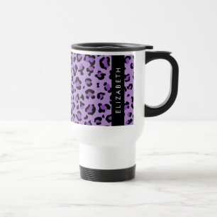Taza De Viaje Leopard Print, Spots, Purple Leopard, tu nombre
