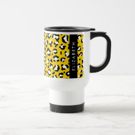 Taza De Viaje Leopard Print, Spots, Yellow Leopard, tu nombre