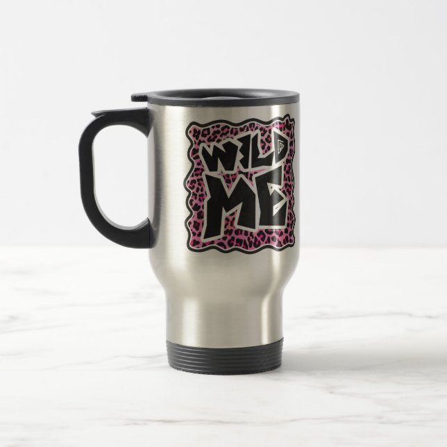 Taza De Viaje Leopard Wild Me Black and Hot Pink Design (Izquierda)