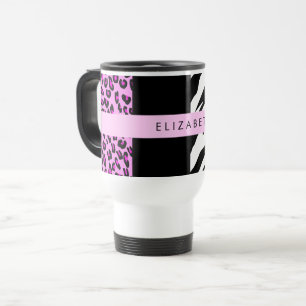 Taza De Viaje Leopardo Print, Zebra Print, Pink, Your Name