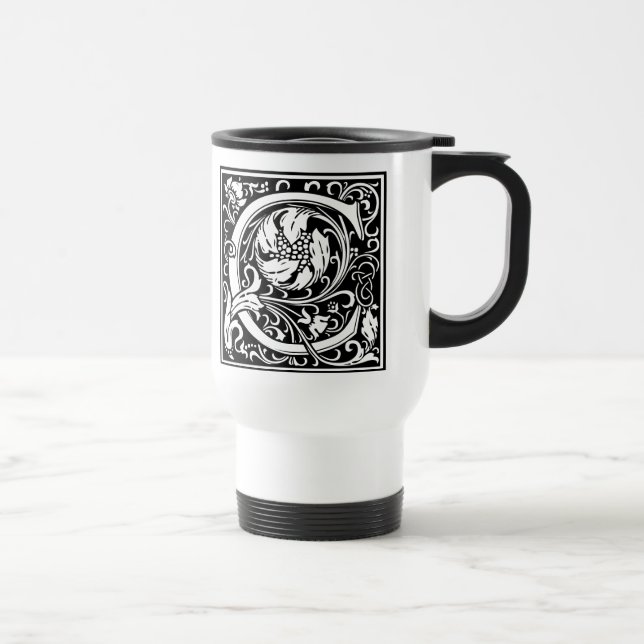Taza De Viaje Letra C Monograma medieval Art Nouveau (Derecha)