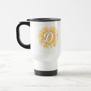 Taza De Viaje Letra D Girasol Primera Letra Monograma Inicial