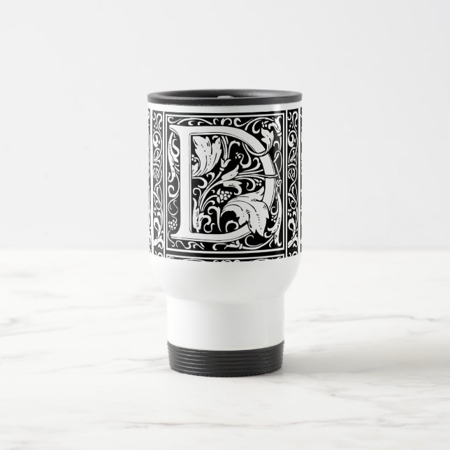 Taza De Viaje Letra D Monograma medieval Art Nouveau (Centro)